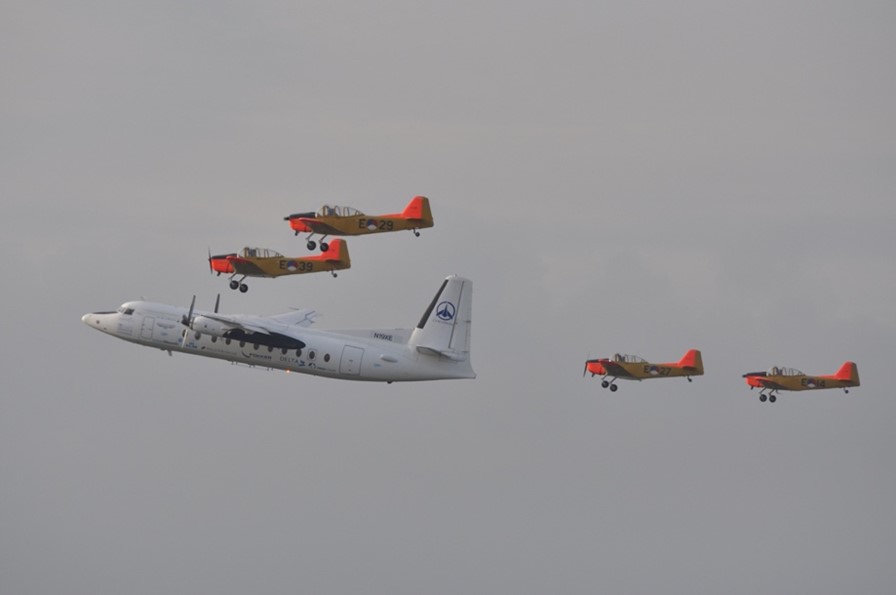 Fokker airplanes flying in the sky