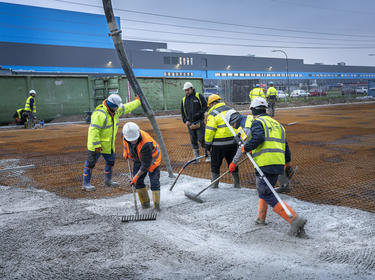 Self healing concrete pouring at Prologis Waalwijk DC2BC